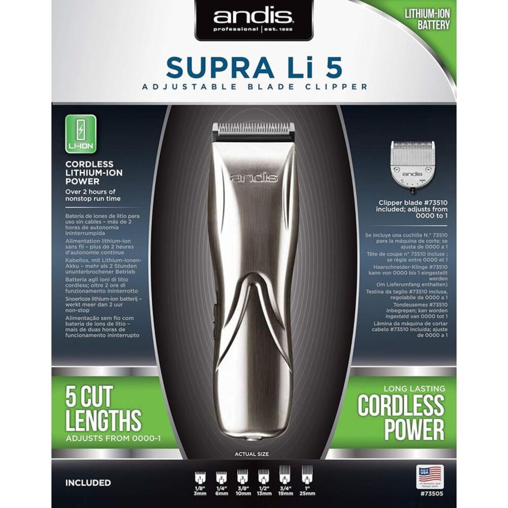 Andis 73500 Supra Lithium Ion 5 Adjustable Blade Clipper - Picture 3 of 3